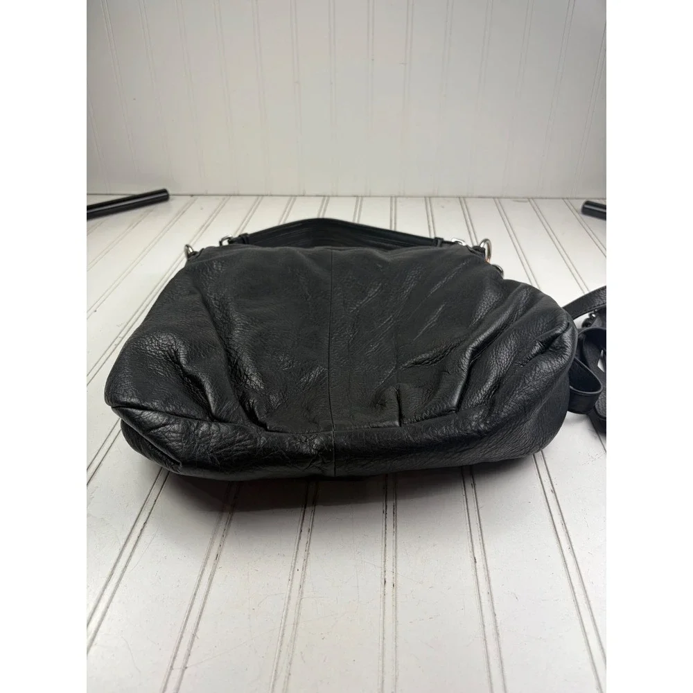 Margot Vintage Y2K Soft Black Leather Shoulder Hobo Boho Fold Over Bag